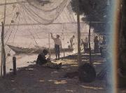 Fishermen Mending Their Fishing Nets (nn02) Francois Bocion